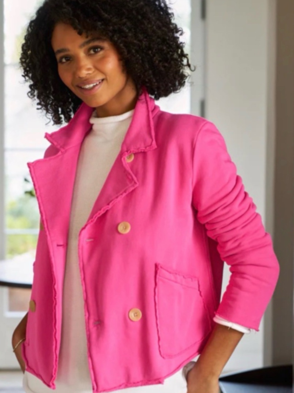 Frank & Eileen Bright Pink Mini Belfast Peacoat.